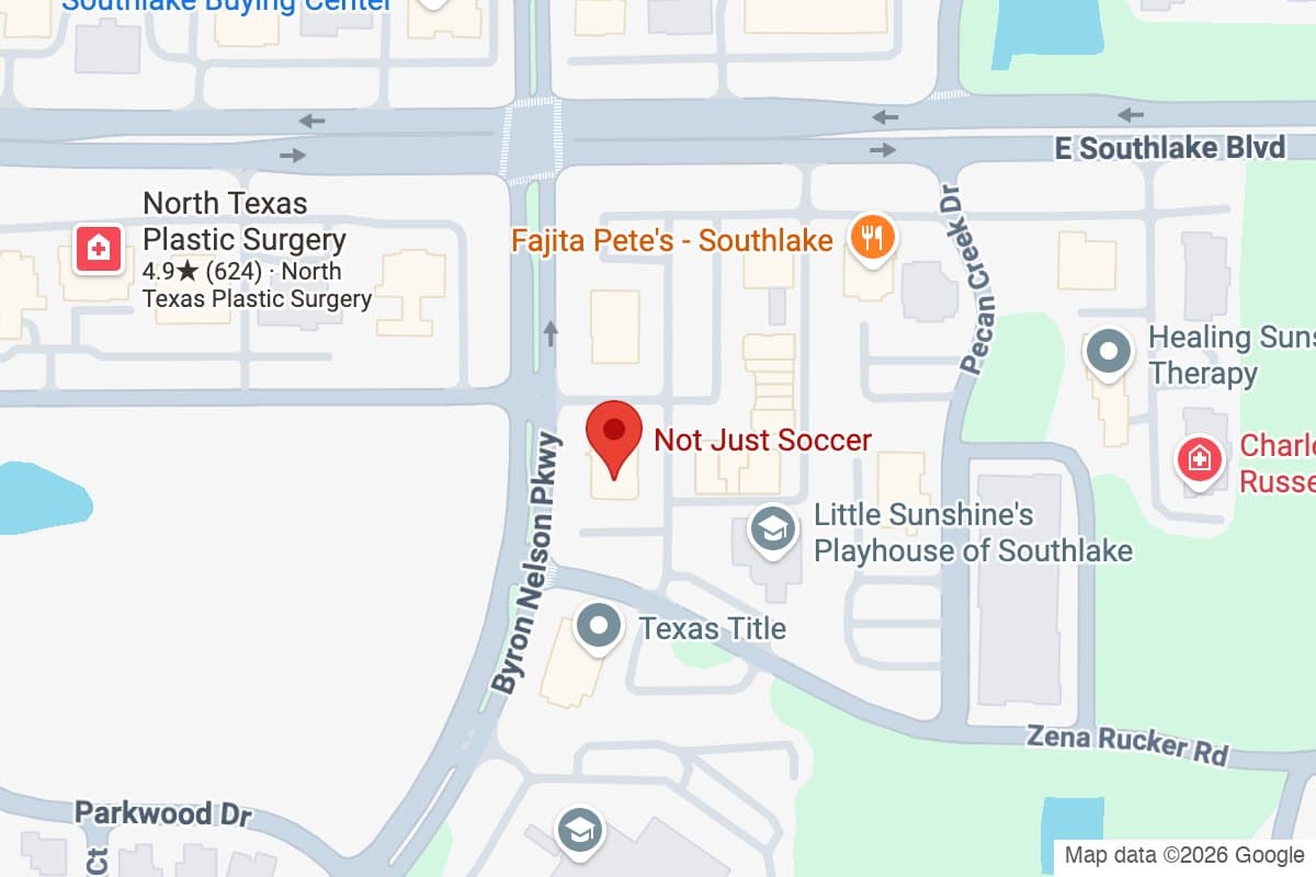 Map of Not Just Soccer Southlake at Village at Timarron, 611 E Southlake Blvd